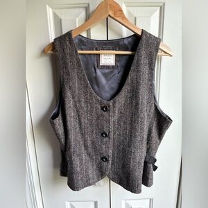 Old Navy Womens Wool Blend Tweed Multicolor Chalk Stripe Vest Size Large